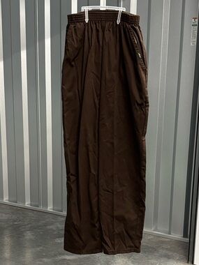 chic Petite Dark Brown Elastic-Waist 100% Cotton Slip On Khaki Pants 8P